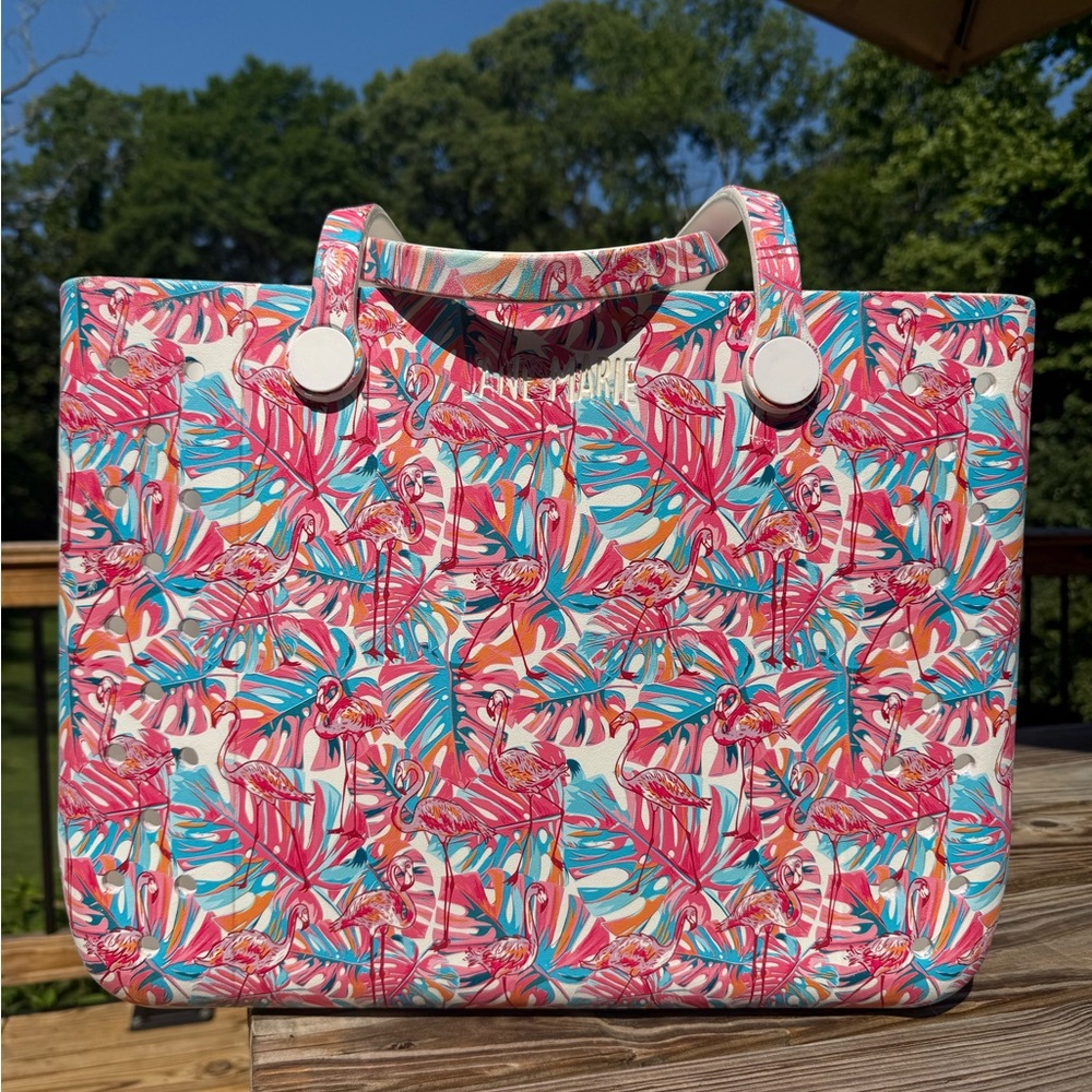 Tropical Flamingo Print Tote Bag - Pink Multi